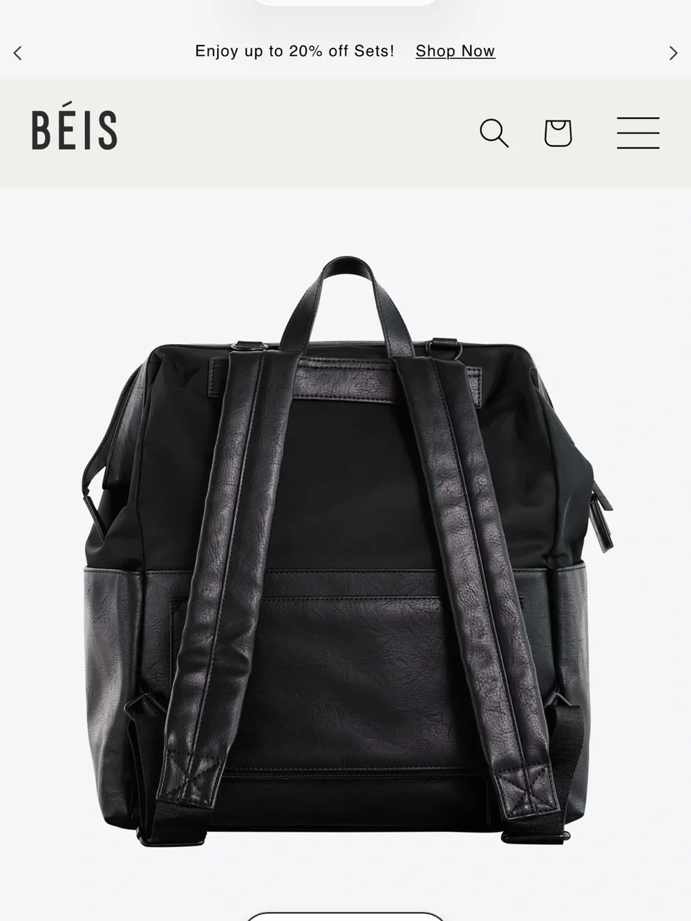 BEIS The Backpack Diaper Bag in Black